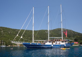 Boat at Sail in Greece Mykonos