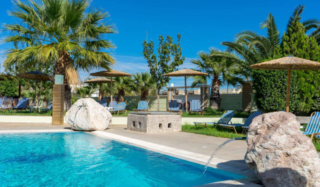 Pool and outside area, Stamos Hotel, Faliraki, Rhodes, Greece