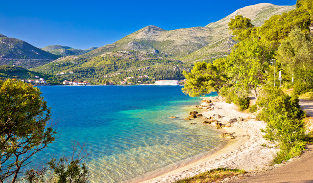 Idyllic Turquoise Beach In Slano, Adriatic Sea, Dubrovnik Region Of Croatia