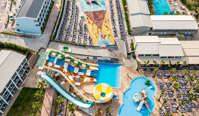 Aerial View of Waterparks in Caretta Paradise