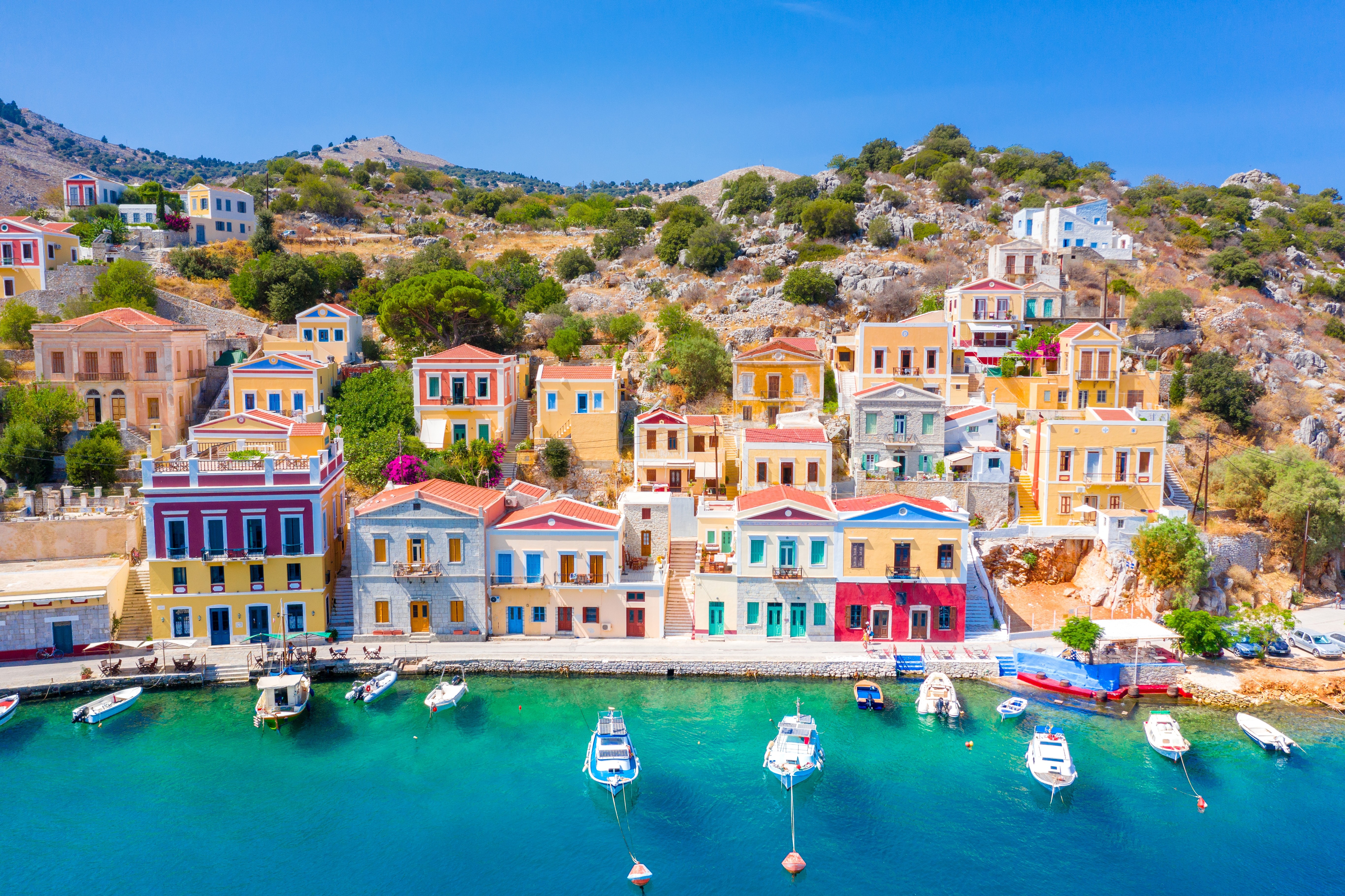 Colourful houses on Symi island, Greece