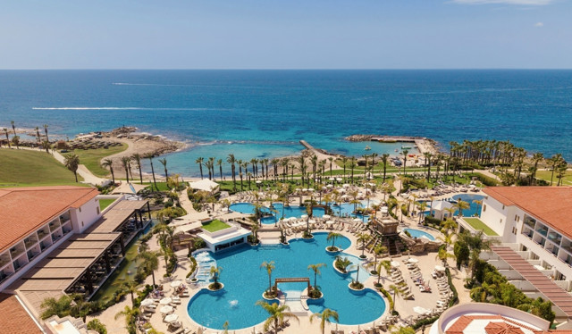 Aerial View Of Pool And Beach At Olympic Lagoon Resort Paphos