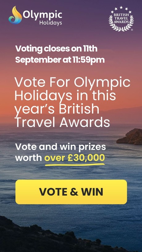 Vote for Olympic Holidays in this year's British Travel Awards and win prizes worth over £30,000. Voting closes on 11th September at 11:59pm.